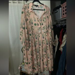 ELOQUII Pink plant dress